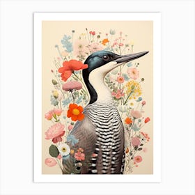 Bird With A Flower Crown Loon 2 Art Print
