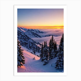 Zermatt, Switzerland Sunrise Skiing Poster Art Print