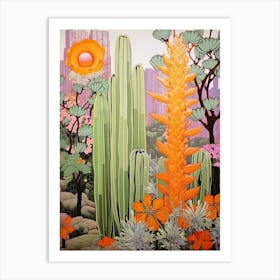 Mexican Style Cactus Illustration Carnegiea Gigantea Cactus 1 Art Print