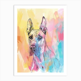 Great Dane Dog Pastel Line Watercolour Illustration  4 Art Print