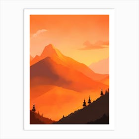 Misty Mountains Vertical Composition In Orange Tone 164 Art Print