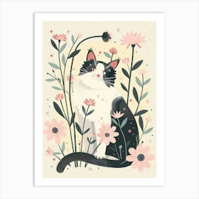 Cat In Flowers 8 Art Print