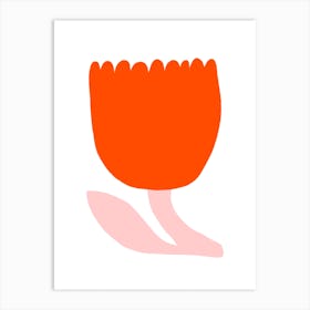 Minimal Red and Pink Tulip Illustration Art Print