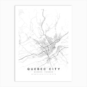 Quebec City Quebec Canada White Map Art Print