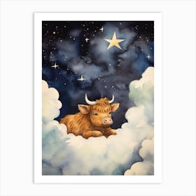 Baby Bison Sleeping In The Clouds Art Print