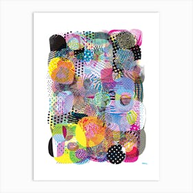 I ❤️ CMYK Halftones in Cyan, Magenta, Yellow, and Black. Art Print