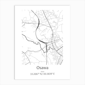 Osawa,Japan Minimalist Map Art Print