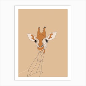 Giraffe - Boho, Line Art 4 Art Print