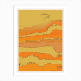 Abstract Sunrise Landscape Inspired By Minimalist Japanese Ukiyo E Painting Style 5 Art Print