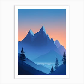 Misty Mountains Vertical Composition In Blue Tone 218 Art Print