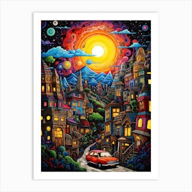 Psychedelic City Art Print