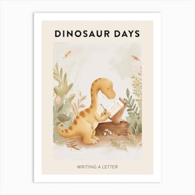 Writing A Letter Dinosaur Poster Art Print