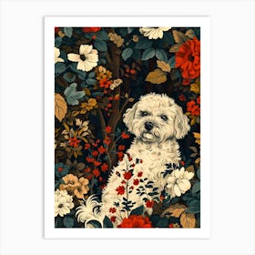 Dog In The Garden Inspired by William Morris Art Print