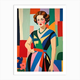 Woman In Colorful Dress Art Print