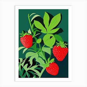 Wild Strawberries, Plant, Retro Art Print