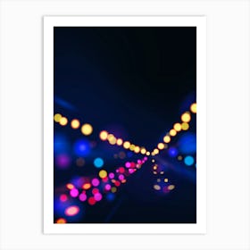 Abstract Blurred Lights In The Night - synthwave neon poster Art Print