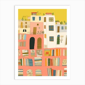 Positano The Book Nook Pastel Colours 4 Art Print