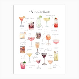 Classic Cocktails Print Art Print