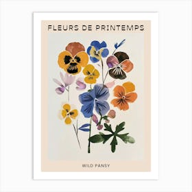 Spring Floral French Poster  Wild Pansy 3 Art Print