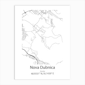 Nova Dubnica,Slovakia Minimalist Map Art Print