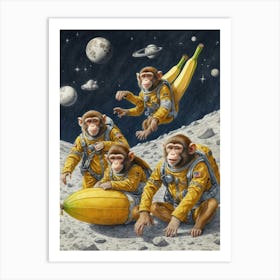 Monkeys On The Moon Art Print