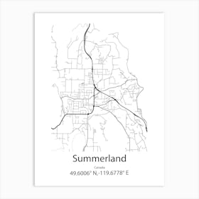 Summerland,Canada Minimalist Map Art Print