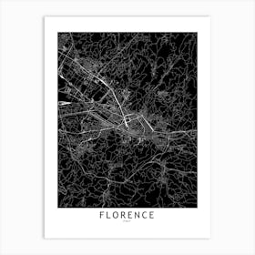 Florence Black And White Map Art Print