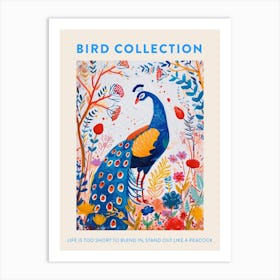 Colourful Peacock In The Wild Painting 1 Poster Art Print