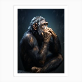Thinker Monkey Deep In Thought Realistic 3 Art Print