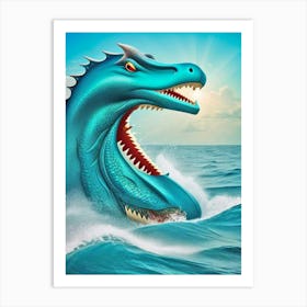 Blue Dragon In The Ocean 3 Art Print