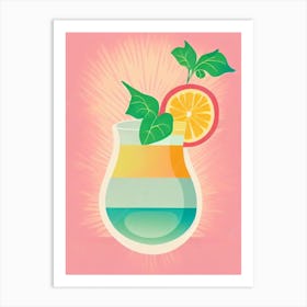 Whiskey Sour Retro Pink Cocktail Poster Art Print