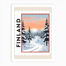 Retro Winter Stamp Poster Lapland Finland 4 Art Print