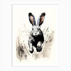 Rabbit Prints Black And White Ink 6 Art Print