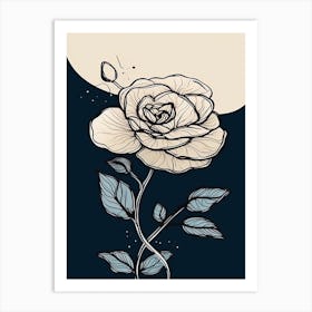 Line Art Roses Flowers Illustration Neutral 5 Art Print