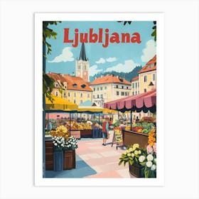 Aihrgdesign A 1970s Inspired Travel Poster For Ljubljana 1 Art Print