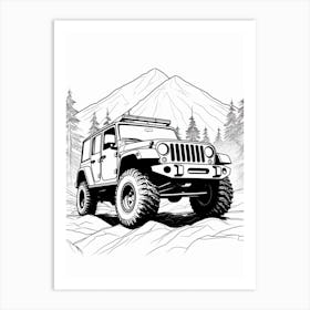 Jeep Wrangler Line Drawing 15 Art Print