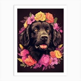 Newfoundland Portrait With A Flower Crown, Matisse Painting Style 4 Art Print