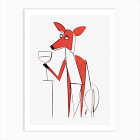 Dog And Cocktail Line Art Art Print