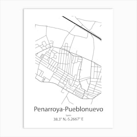 Penarroya Pueblonuevo,Spain Minimalist Map Art Print