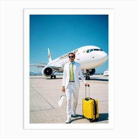 Large White Vacation Transportation Beach Isolated Bag Signs Yellow Happy Protection Air (8) Art Print