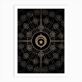 Geometric Glyph Radial Array in Glitter Gold on Black n.0354 Art Print