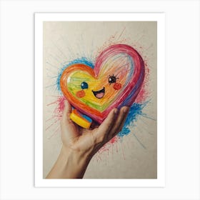 Colorful Heart In Hand Art Print