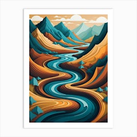 Abstract Landscape With River Art Print