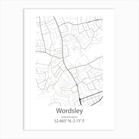 Wordsley,United Kingdom Minimalist Map Poster