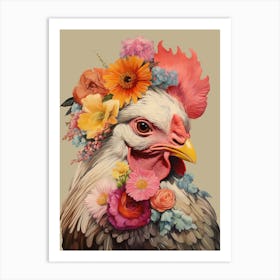 Bird With A Flower Crown Chicken 2 Art Print