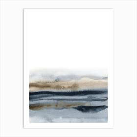Abstract Watercolor Painting in Blue and Brown Art Print
