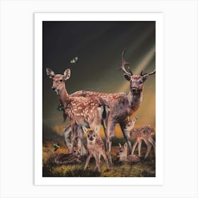 Family Of Deer Art Print