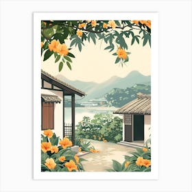 Chinese Village Background Art Print