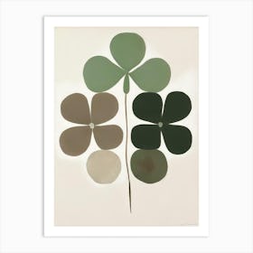 Four Leaf Clover Symbol Abstract Painting Art Print