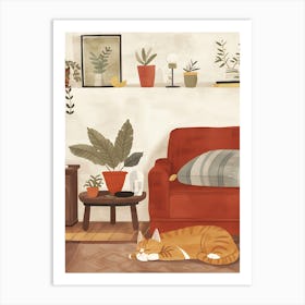 Cat In The Living Room Art Print